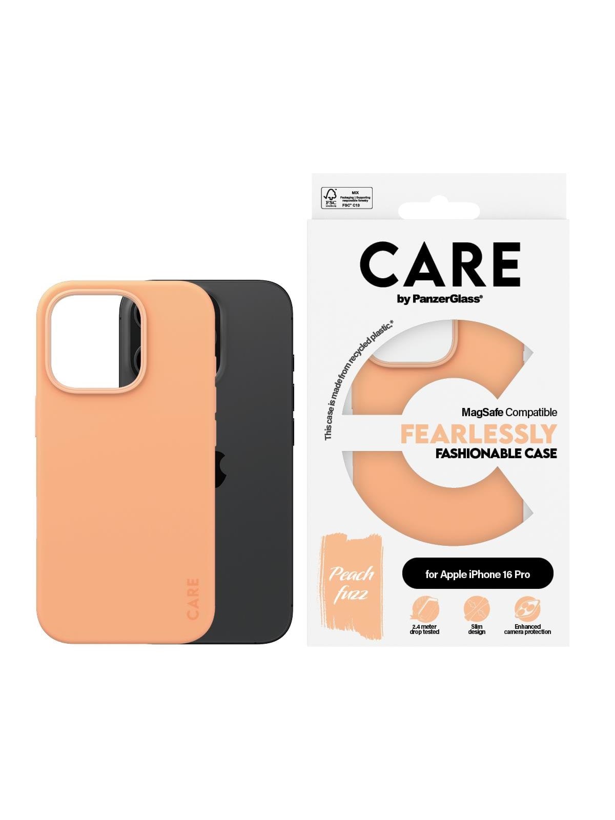 CARE by PanzerGlass Case Fashion Peachy MagSafe iPhone 16 Pro, Mobilcover