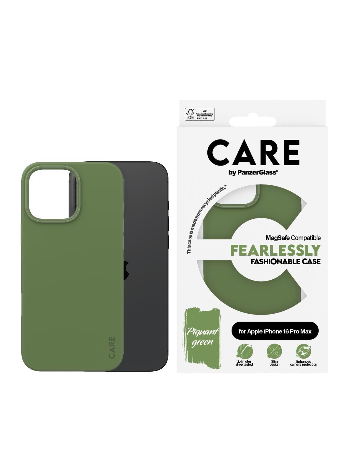 CARE by PanzerGlass Case Fashion Green MagSafe iPhone 16 Pro Max, Mobilcover