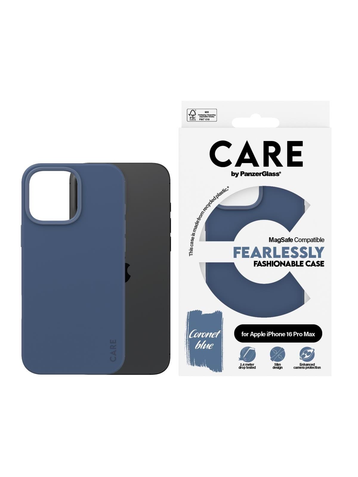CARE by PanzerGlass Case Fashion Blue MagSafe iPhone 16 Pro Max, Mobilcover