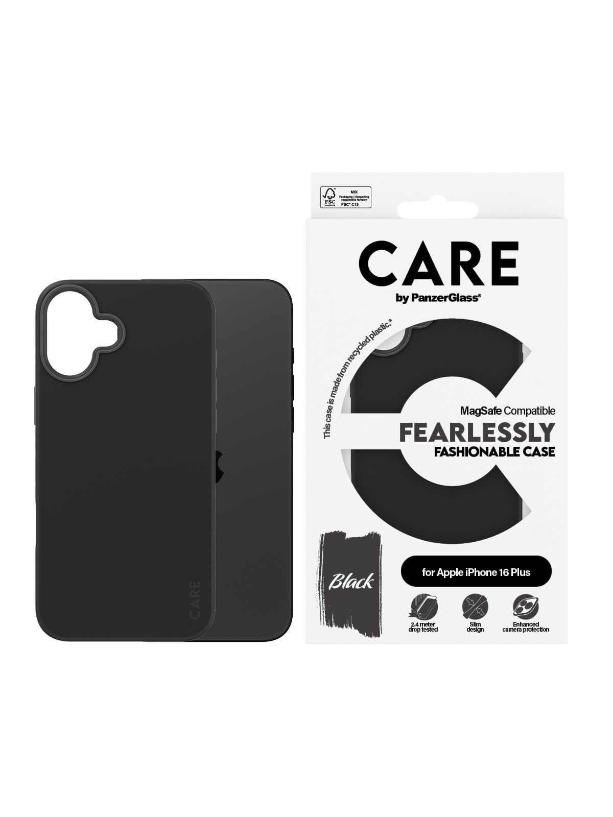 CARE by PanzerGlass Case Fashion Black MagSafe iPhone 16 Plus, Mobilcover
