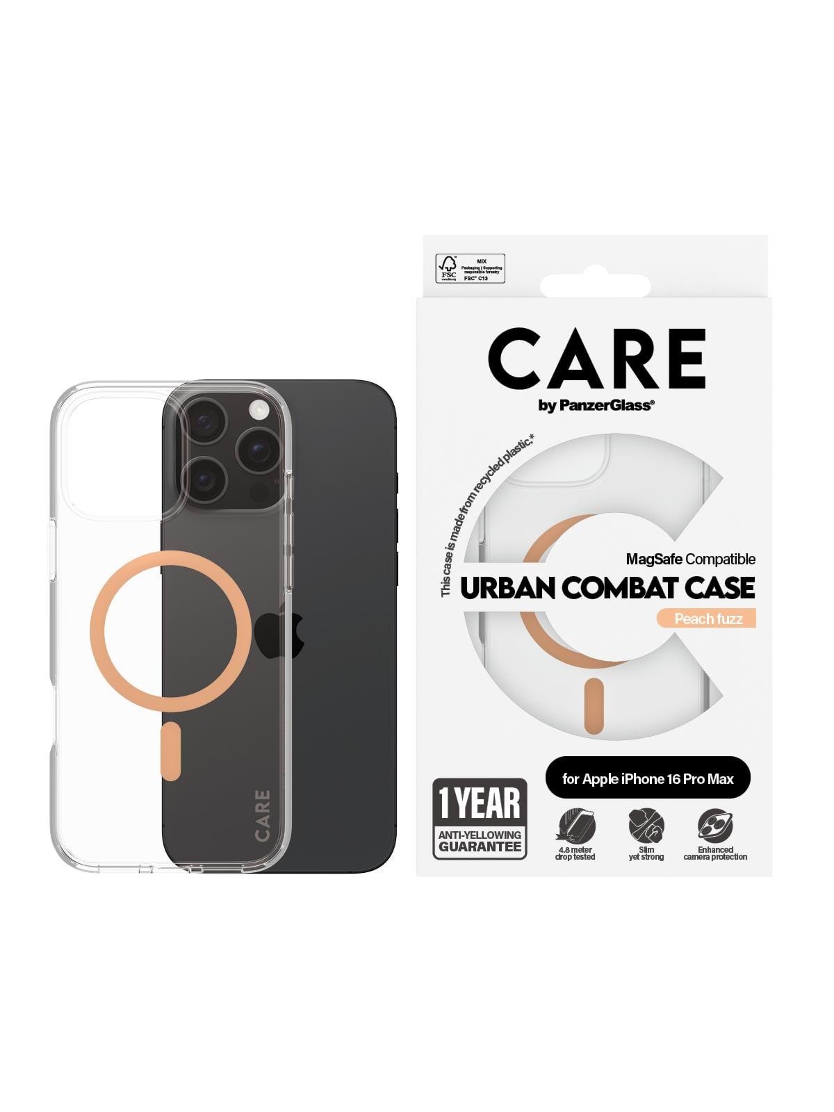 CARE by PanzerGlass Case Flagship Peachy MagSafe iPhone 16 Pro Max, Mobilcover