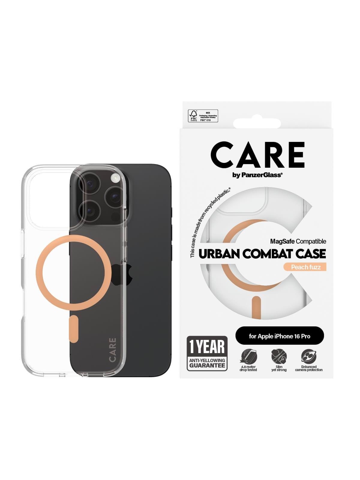 CARE by PanzerGlass Case Flagship Peachy MagSafe iPhone 16 Pro, Mobilcover