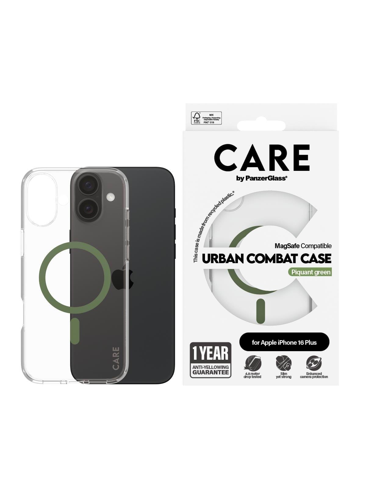 CARE by PanzerGlass Case Flagship Green MagSafe iPhone 16 Plus, Mobilcover