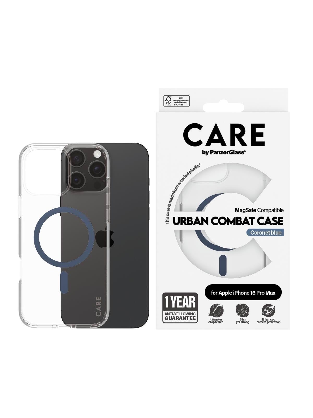 CARE by PanzerGlass Case Flagship Blue MagSafe iPhone 16 Pro Max, Mobilcover