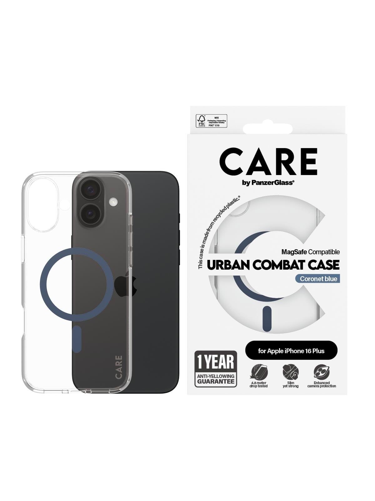 CARE by PanzerGlass Case Flagship Blue MagSafe iPhone 16 Plus, Mobilcover