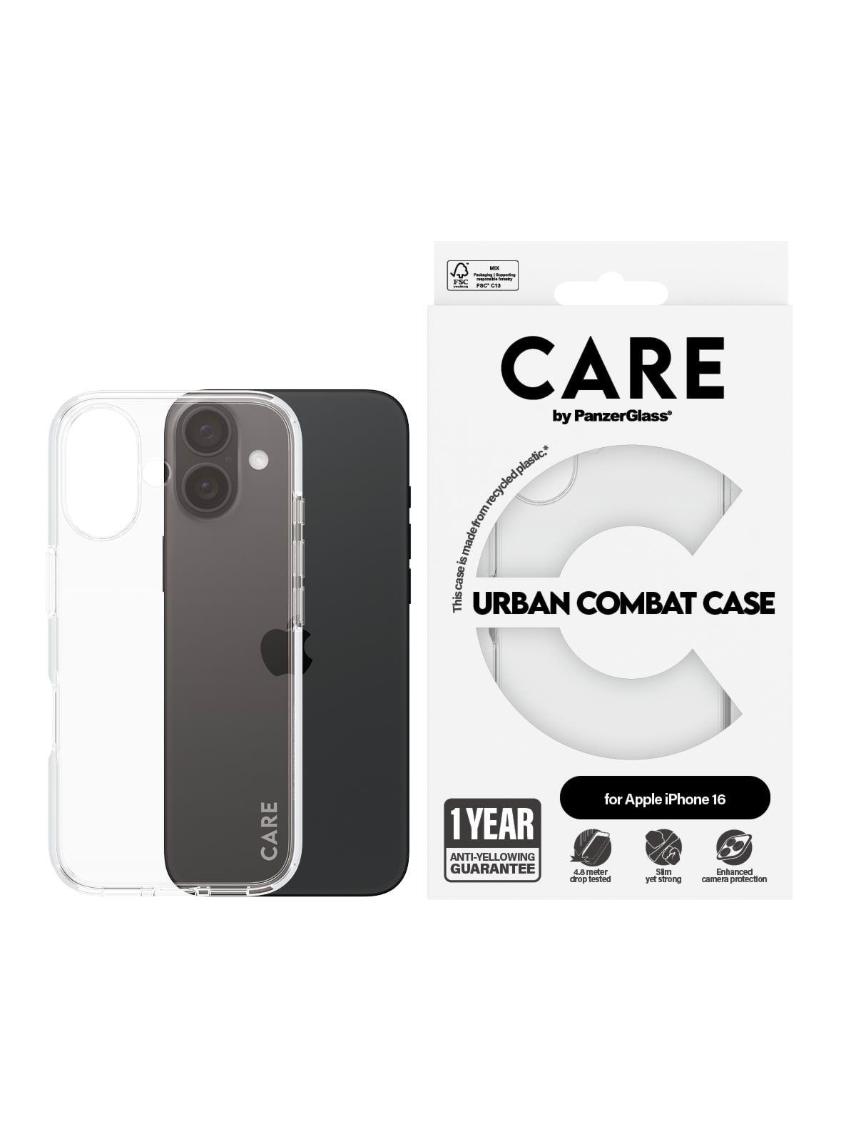 CARE by PanzerGlass Case Flagship Transparent iPhone 16, Mobilcover