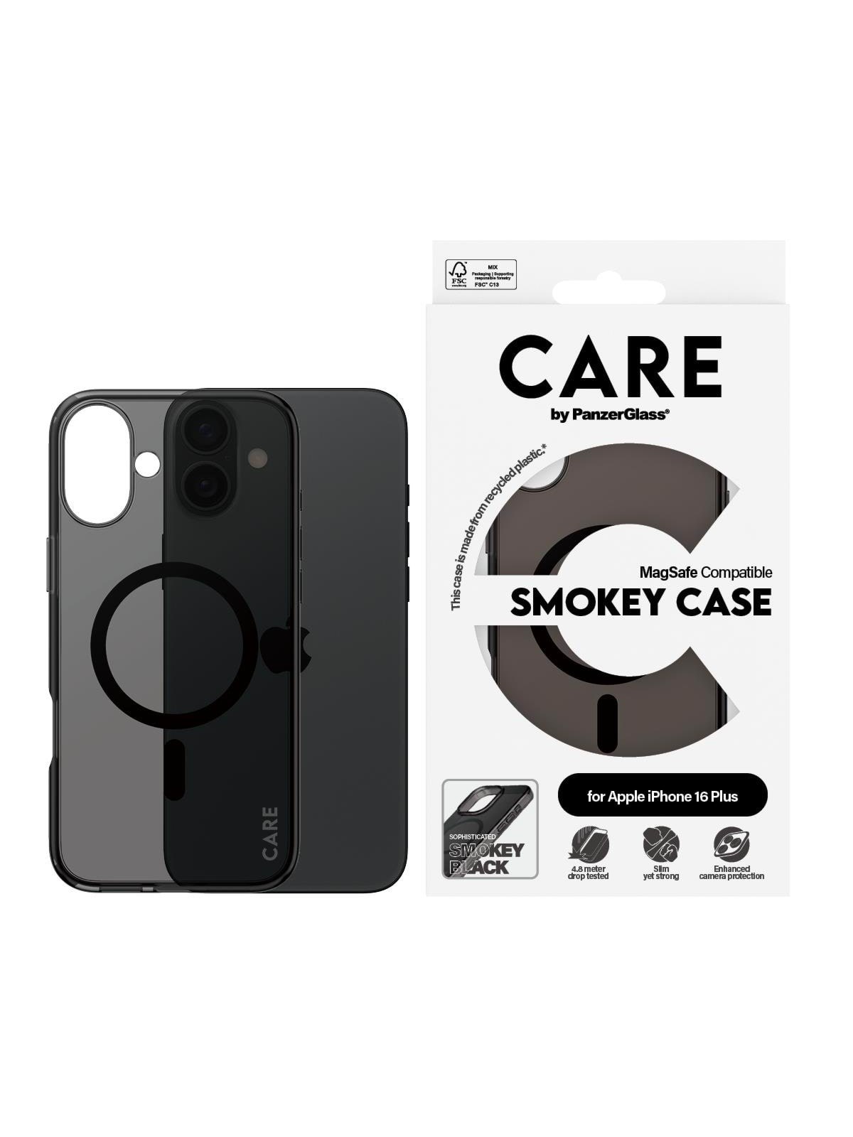CARE by PanzerGlass Case Flagship Smokey with MagSafe iPhone 16 Plus, Mobilcover