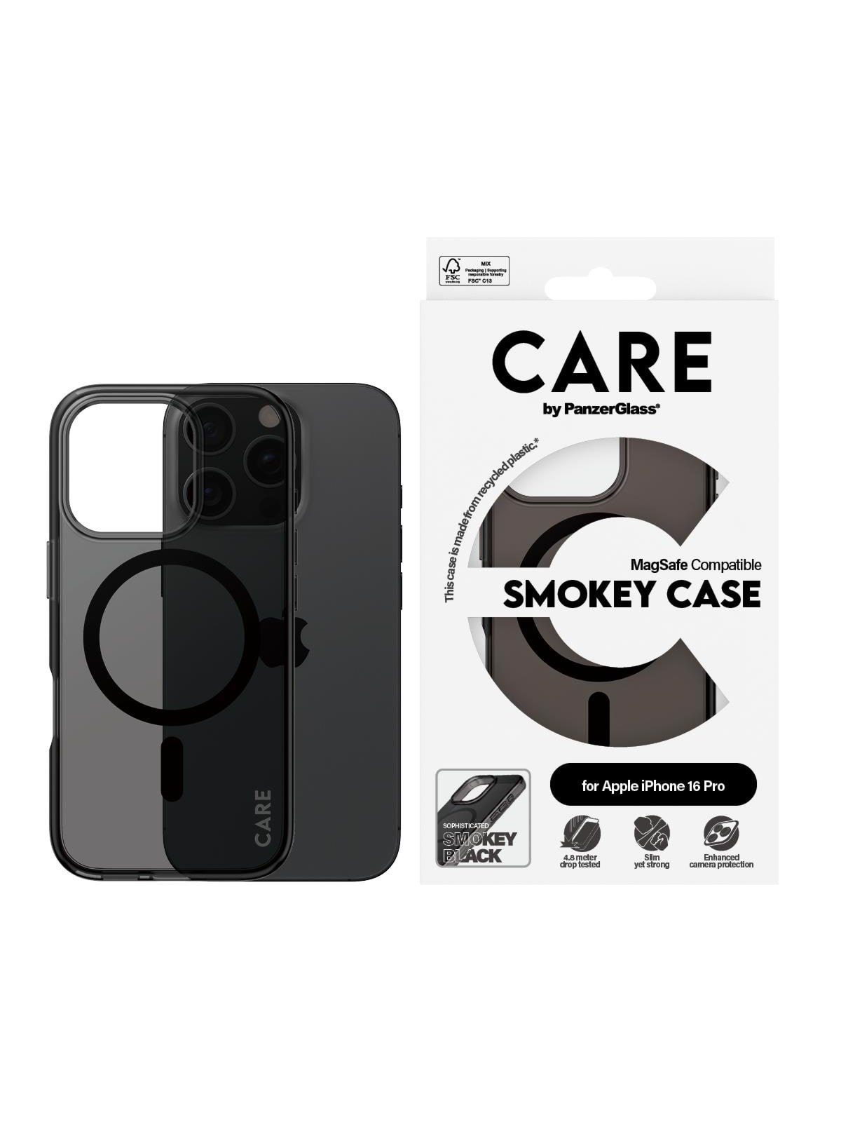 CARE by PanzerGlass Case Flagship Smokey with MagSafe iPhone 16 Pro, Mobilcover