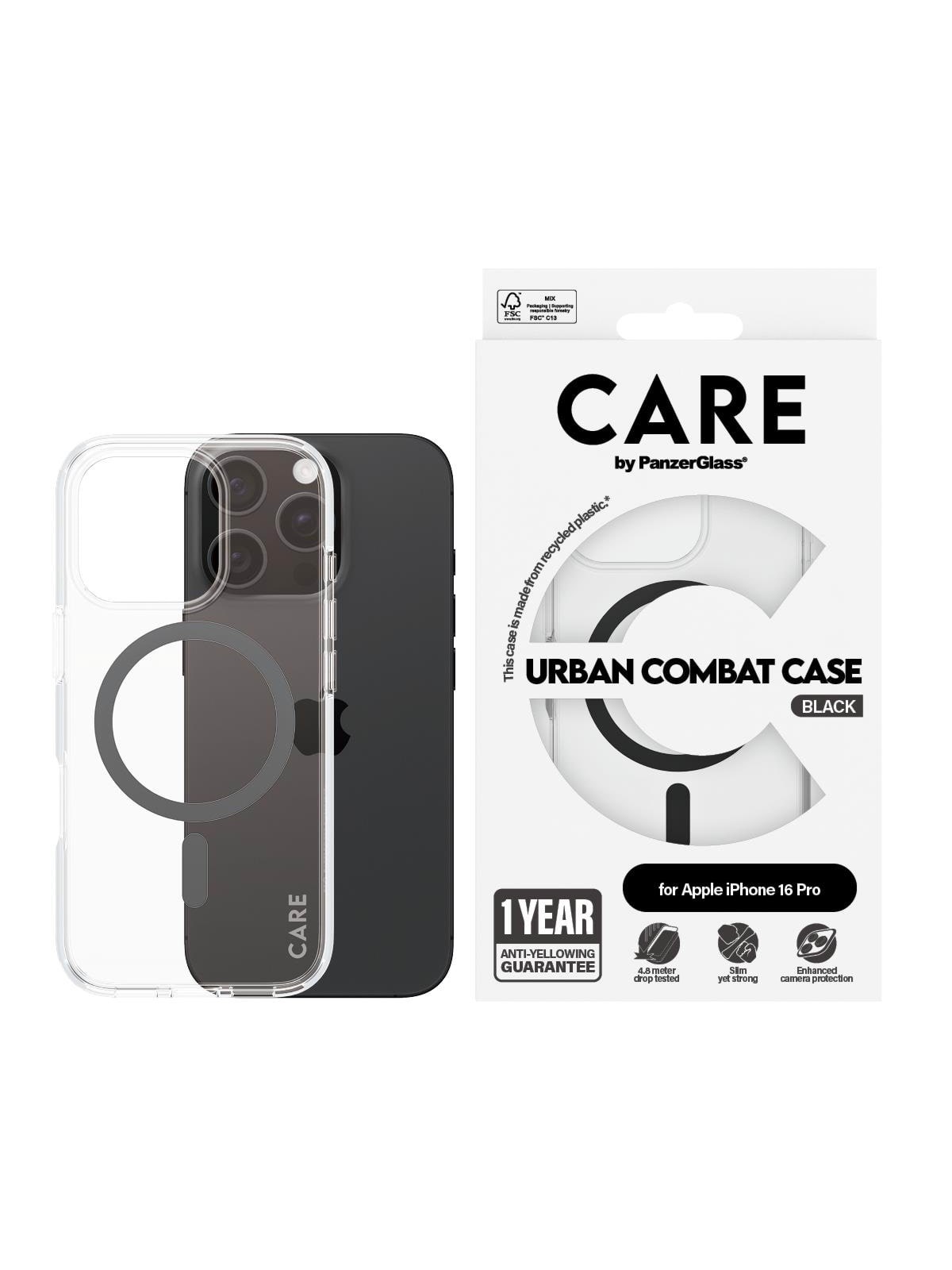 CARE by PanzerGlass Case Flagship Black MagSafe iPhone 16 Pro, Mobilcover