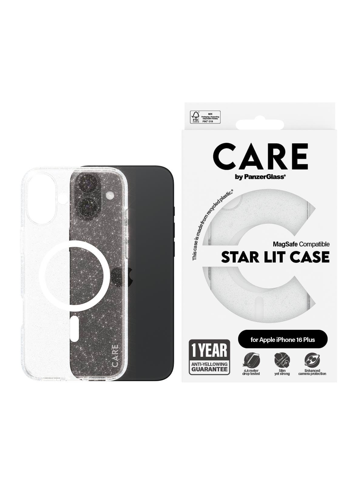 CARE by PanzerGlass Case Flagship Star Lit with White MagSafe iPhone 16 Plus