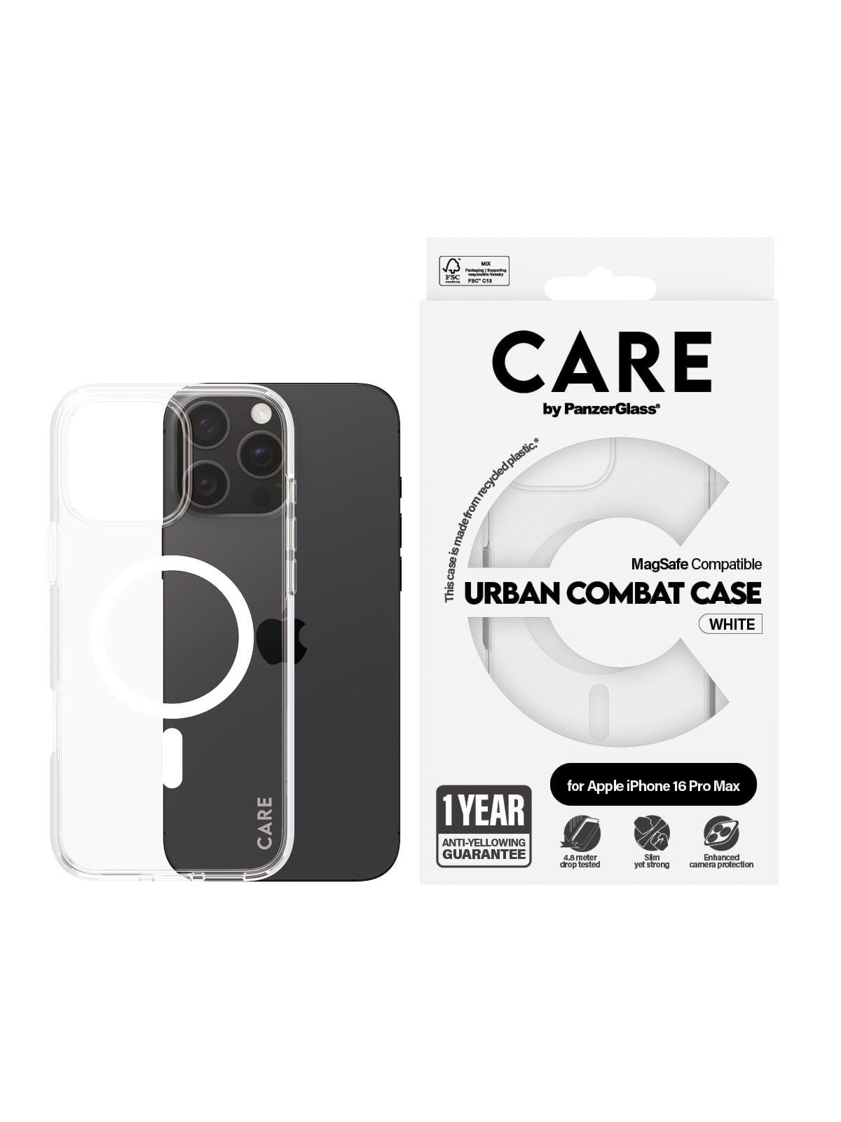 CARE by PanzerGlass Case Flagship White MagSafe iPhone 16 Pro Max, Mobilcover