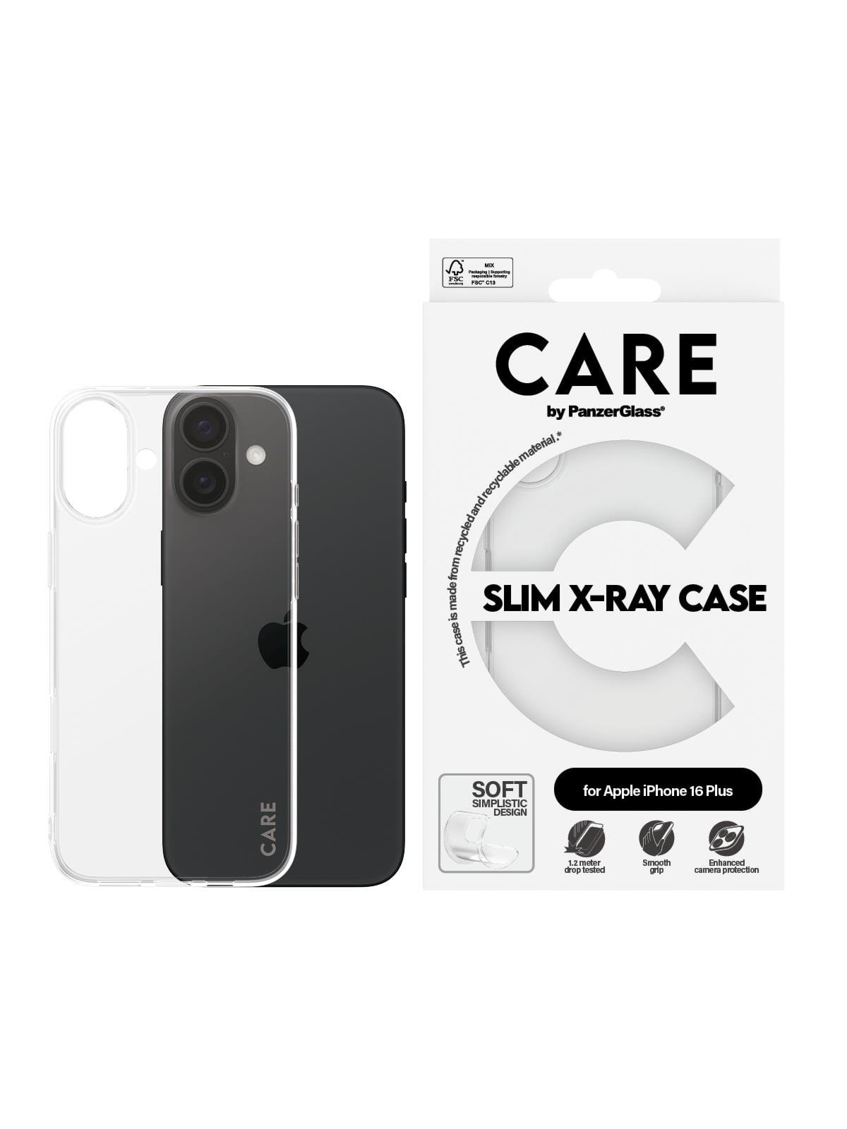 CARE by PanzerGlass Case Fashion X-Ray Soft Basic iPhone 16 Plus, Mobilcover