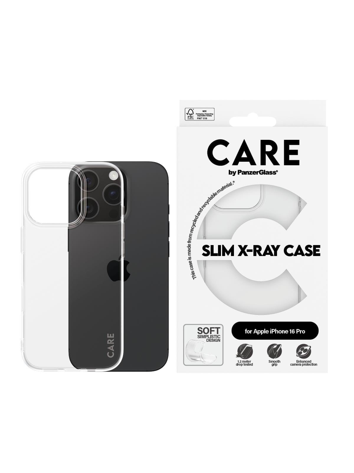CARE by PanzerGlass Case Fashion X-Ray Soft Basic iPhone 16 Pro, Mobilcover