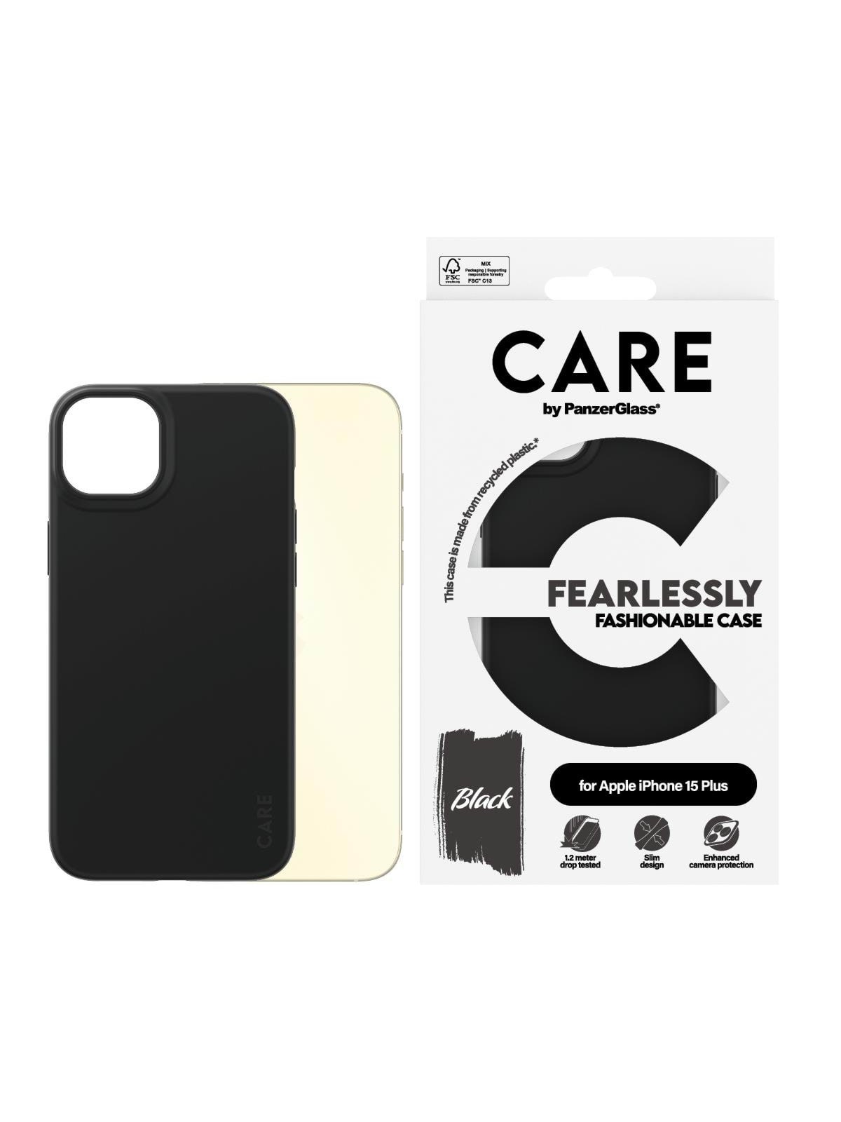 CARE by PanzerGlass Fashionable Case Black iPhone 15 Plus, Mobilcover