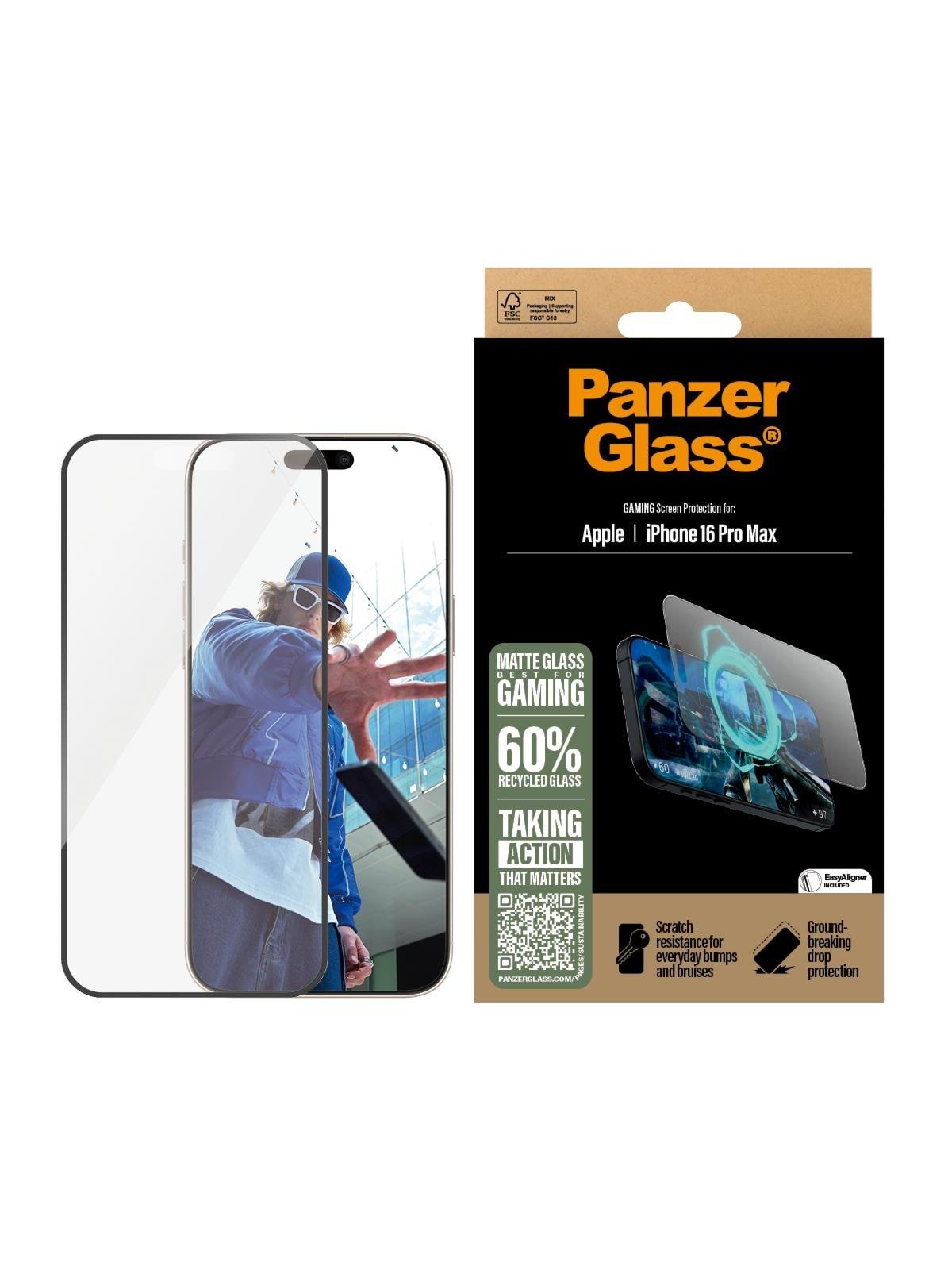 PanzerGlass Gaming Screen Protector iPhone 16 Pro Max | Ultra-Wide Fit, Beskyttelsesglas