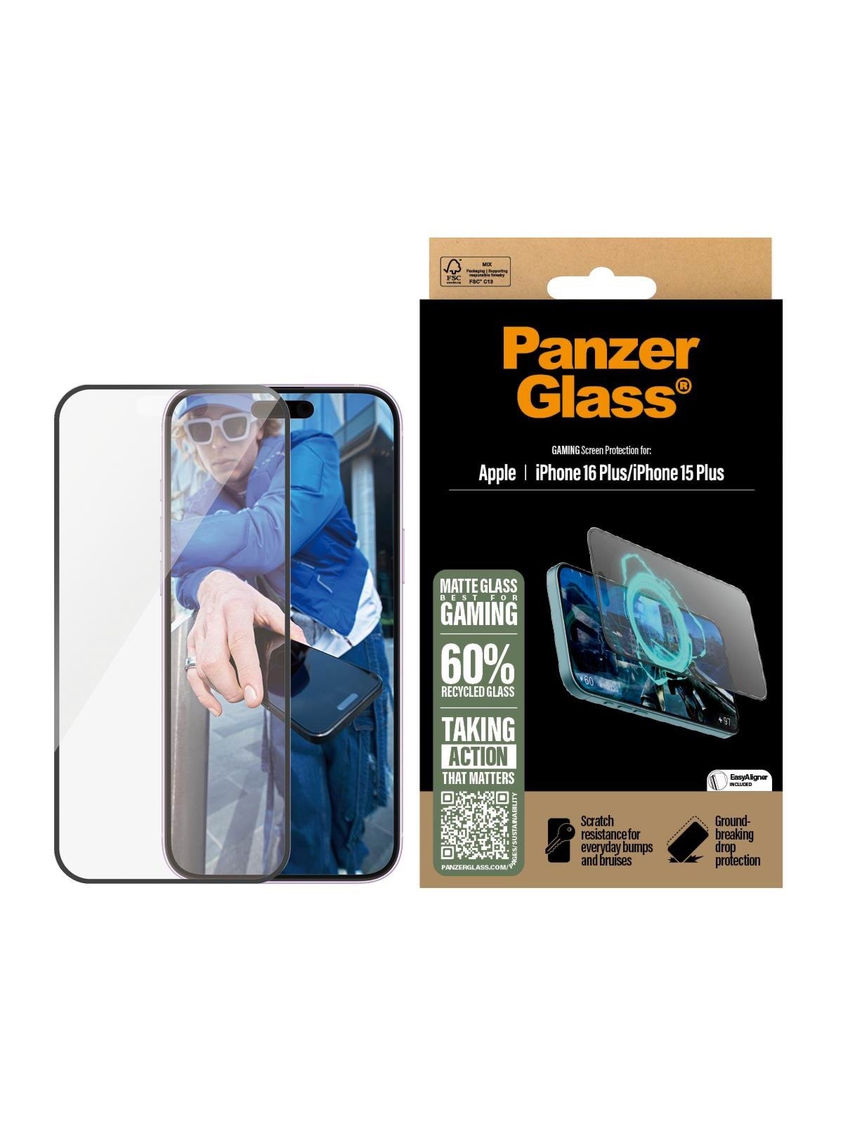 PanzerGlass Gaming Screen Protector iPhone 16 Plus | Ultra-Wide Fit, Beskyttelsesglas