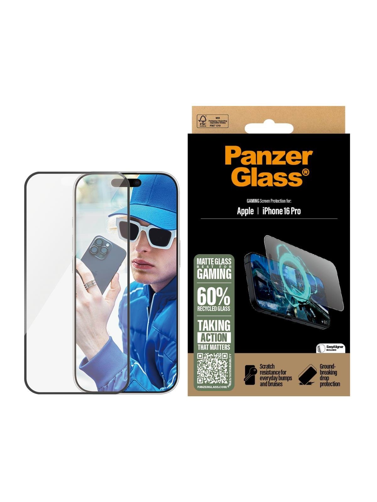 PanzerGlass Gaming Screen Protector iPhone 16 Pro | Ultra-Wide Fit, Beskyttelsesglas