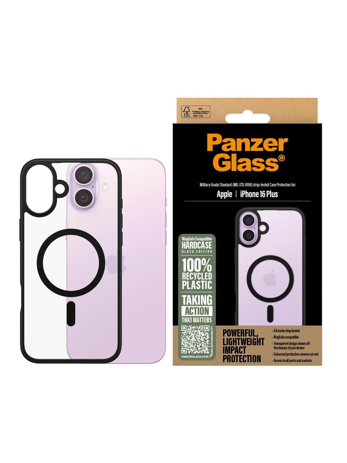 PanzerGlass HardCase Black MagSafe iPhone 16 Plus, Mobilcover