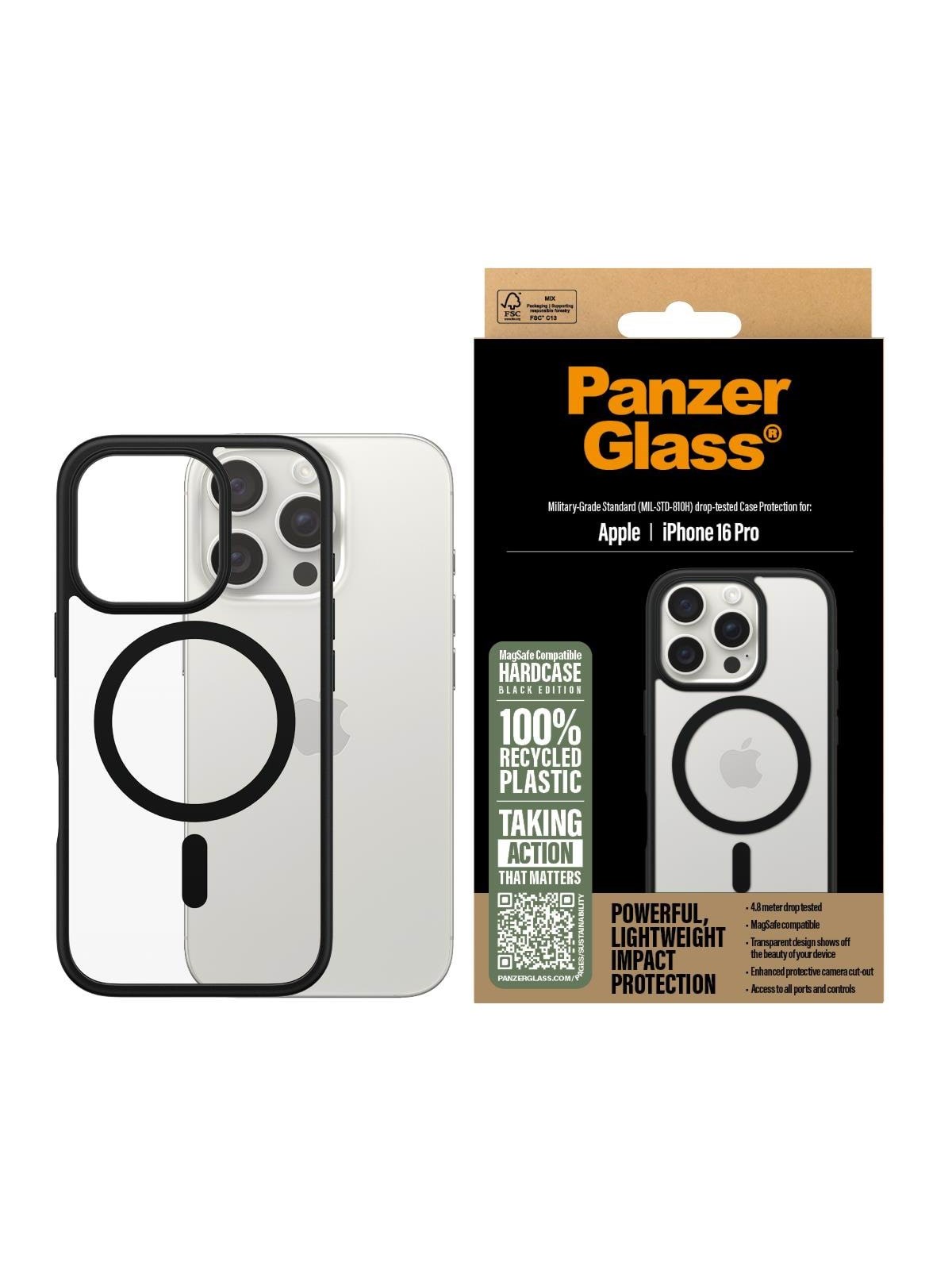 PanzerGlass HardCase Black MagSafe iPhone 16 Pro, Mobilcover