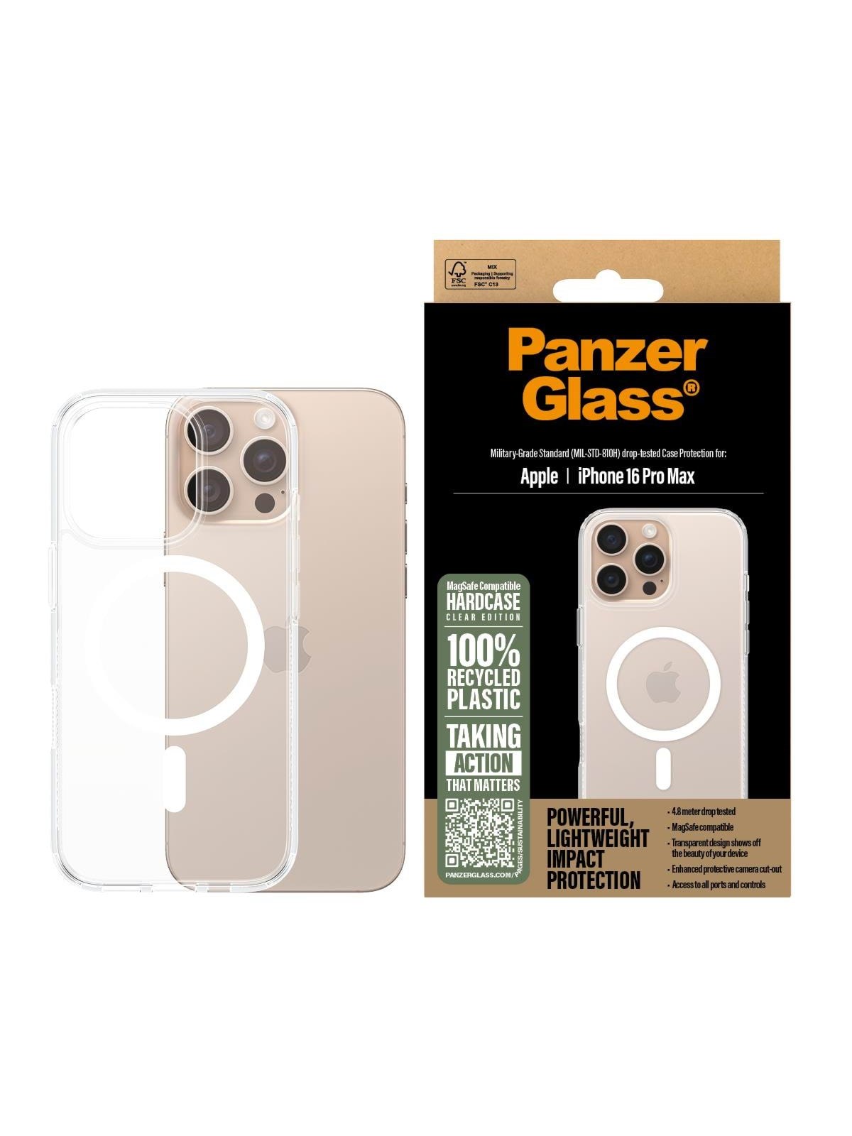 PanzerGlass HardCase White MagSafe iPhone 16 Pro Max, Mobilcover