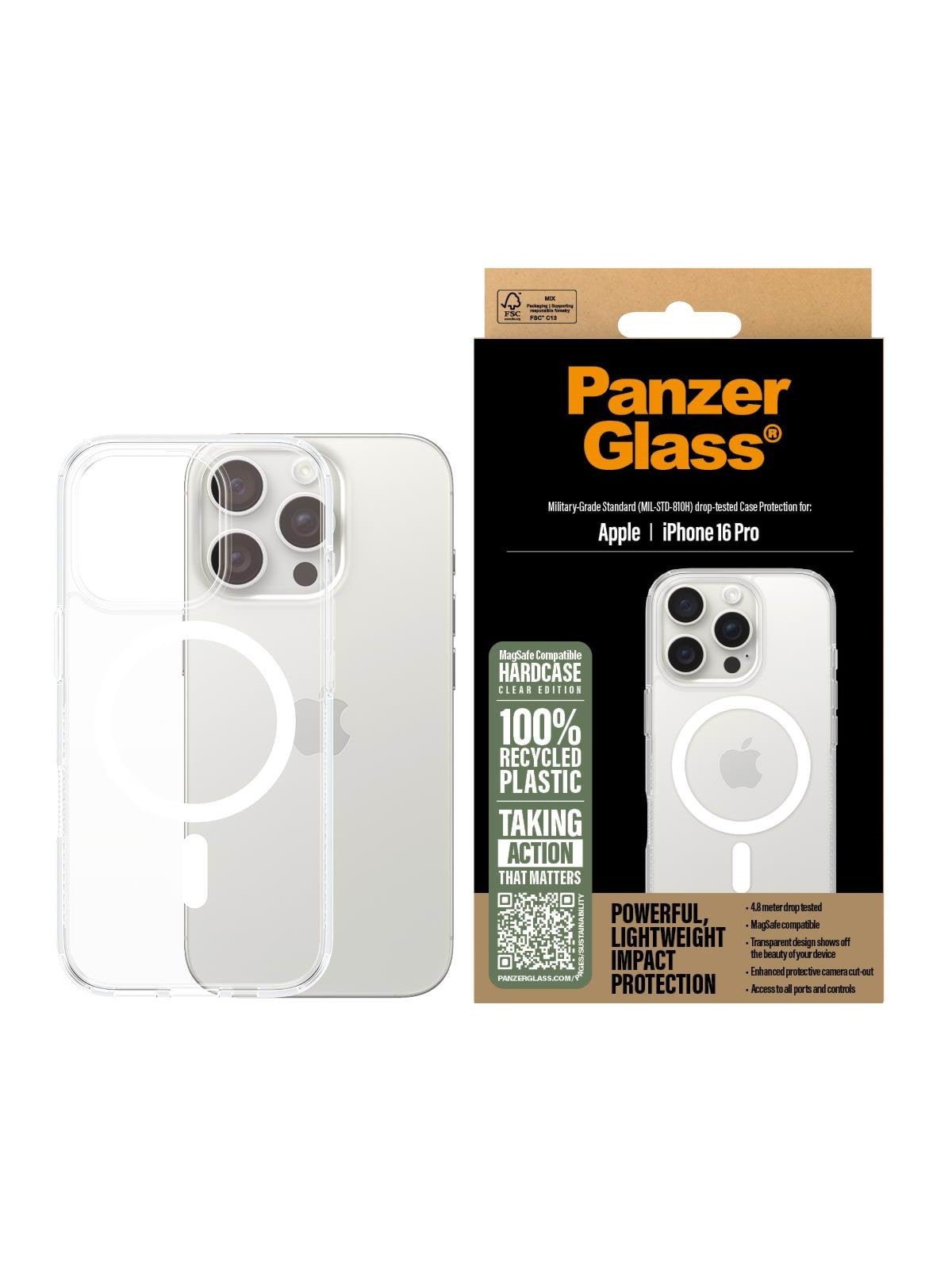 PanzerGlass HardCase White MagSafe iPhone 16 Pro, Mobilcover