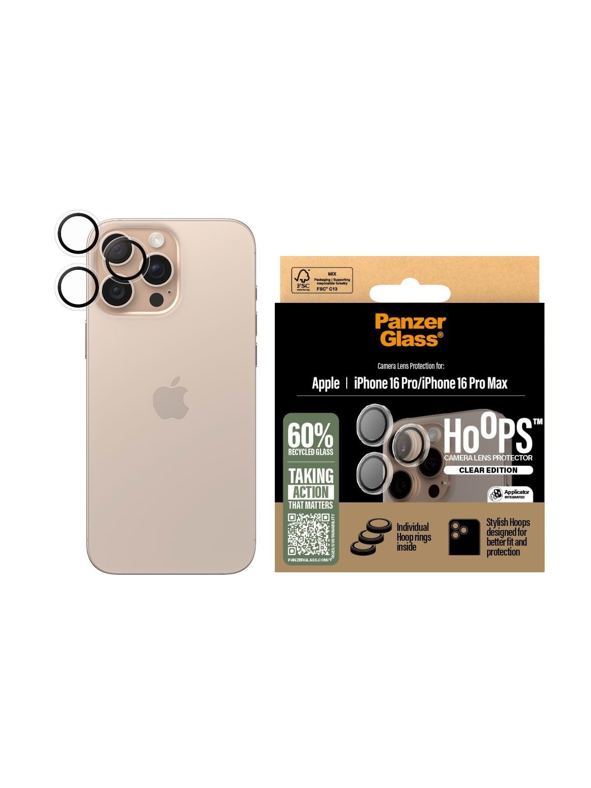 PanzerGlass Hoops Transparent Lens Protector iPhone 16 Pro | 16 Pro Max