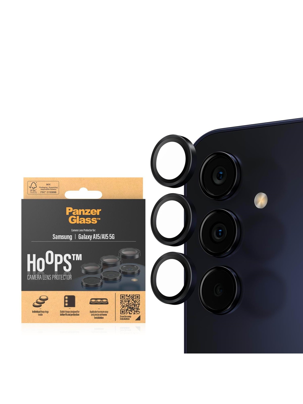 PanzerGlass Hoops Camera Lens Protector Samsung Galaxy A15 | A15 5G | Black