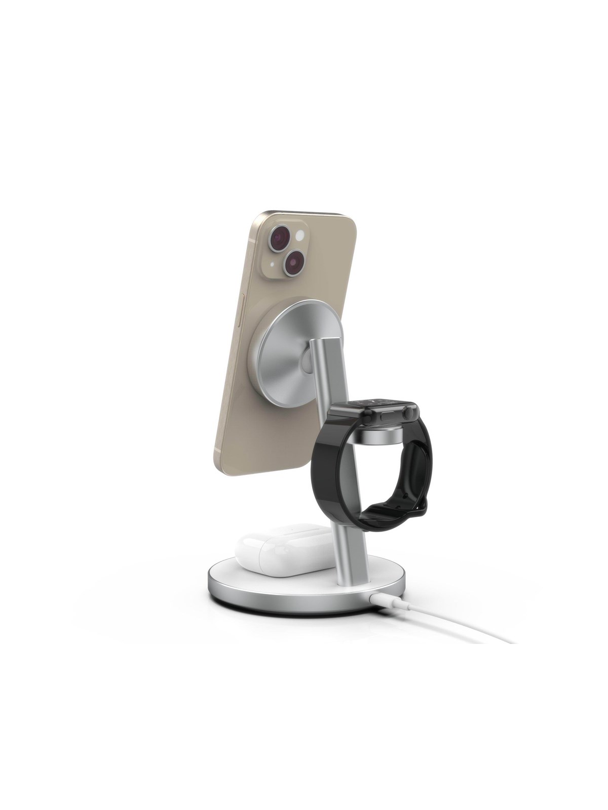 Mobile Origin Qi2 PowerStand 3in1 with GAN adapter 35W - white/silver, Mobil Oplader