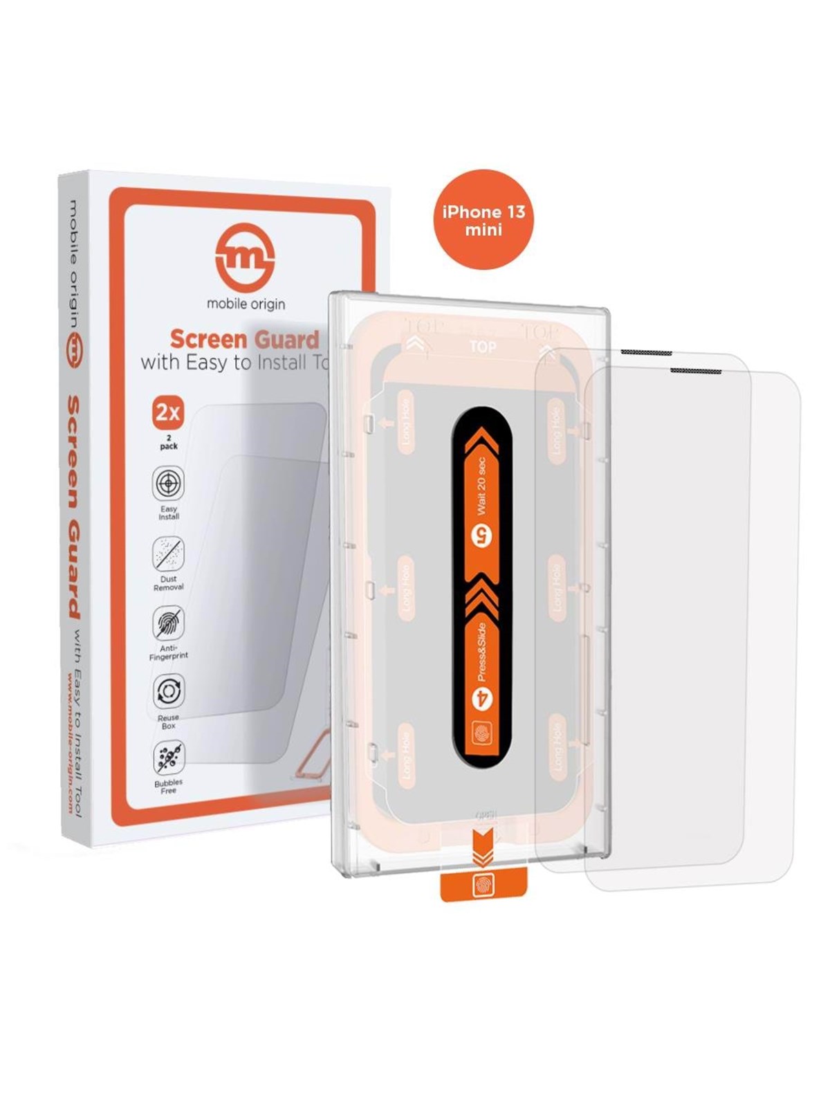 Mobile Origin Screen Guard iPhone 13 mini with easy applicator 2 pack, Beskyttelsesglas
