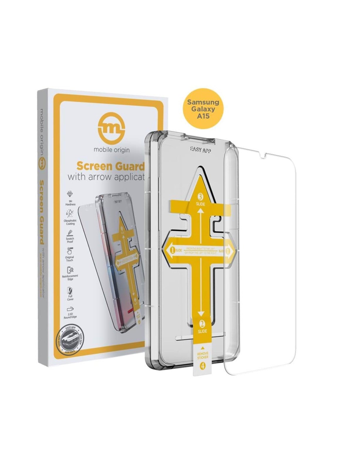 Mobile Origin Screen Guard with arrow applicator - Samsung Galaxy A15, Beskyttelsesglas