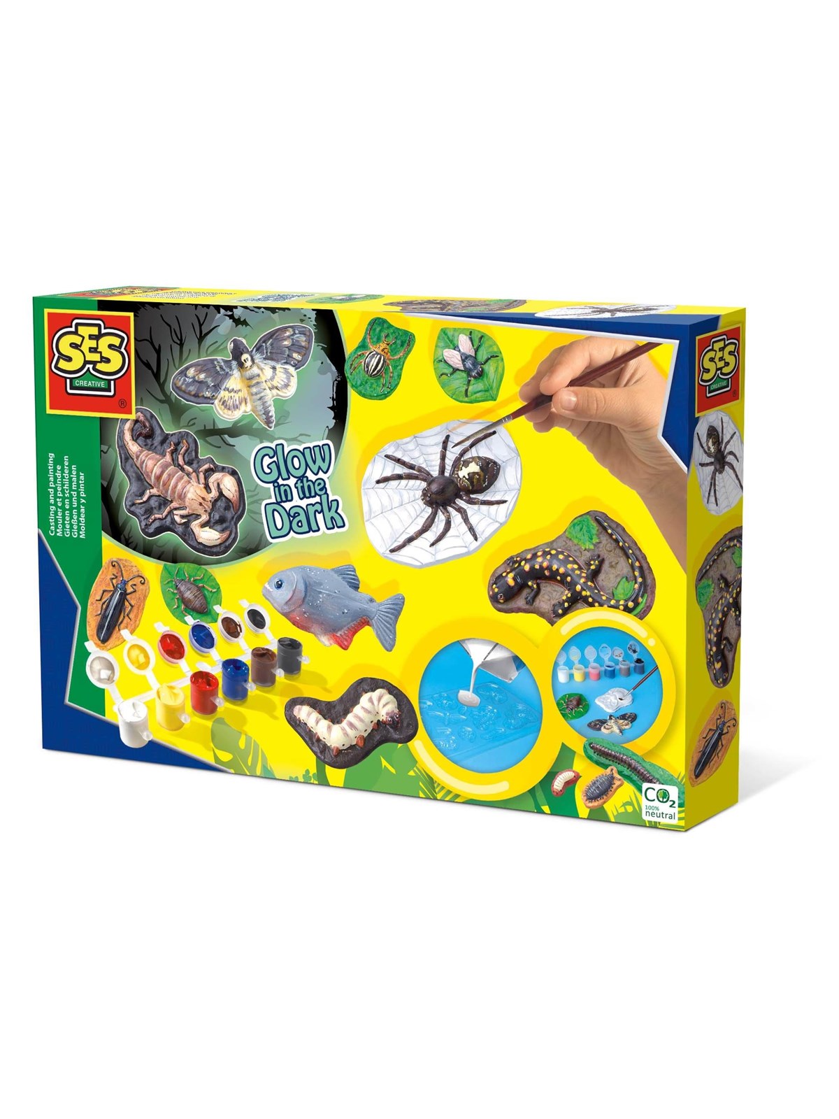 SES Creative Children's Scary Animals Glow in the Dark Casting and Painting Set