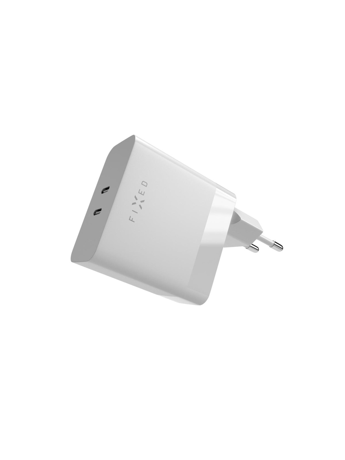 FIXED Super Hurtig Hjemmeoplader 65W 2xUSB-C PD 3.0 Hvid, Mobil Oplader