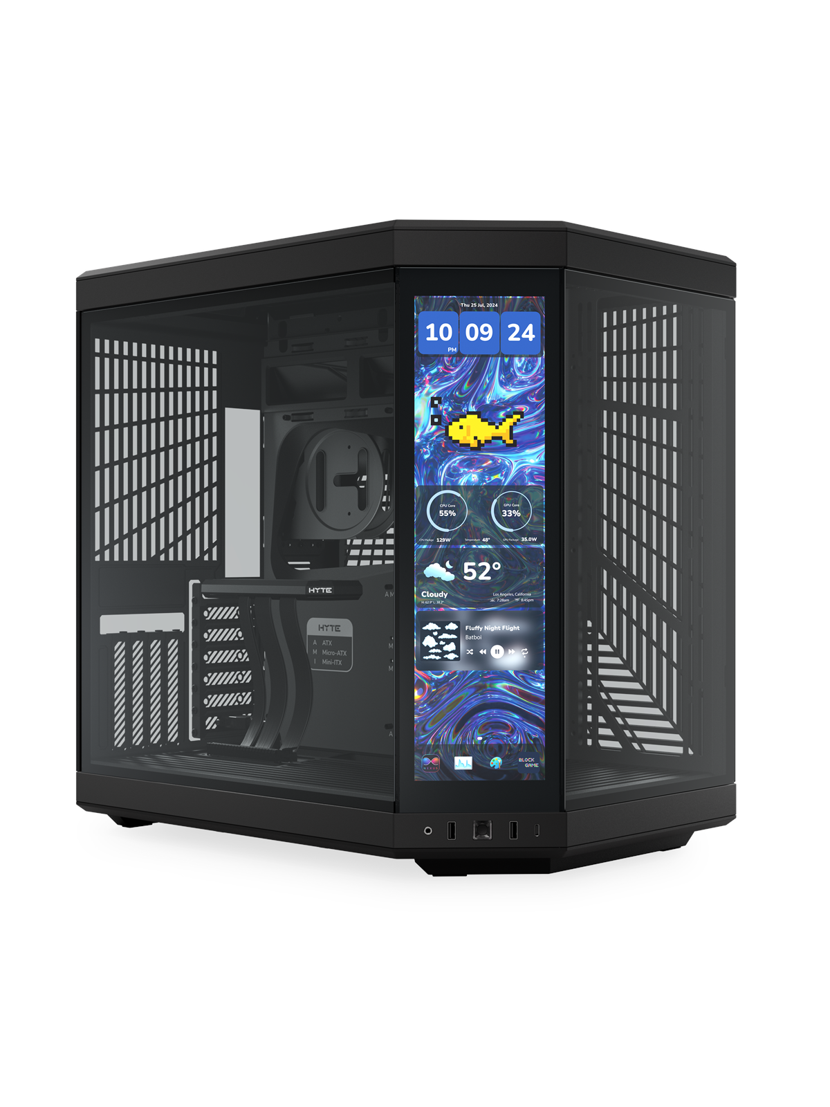 HYTE Y70 Touch Infinite - Pitch Black - Kabinet - Miditower - Sort, Kabinet