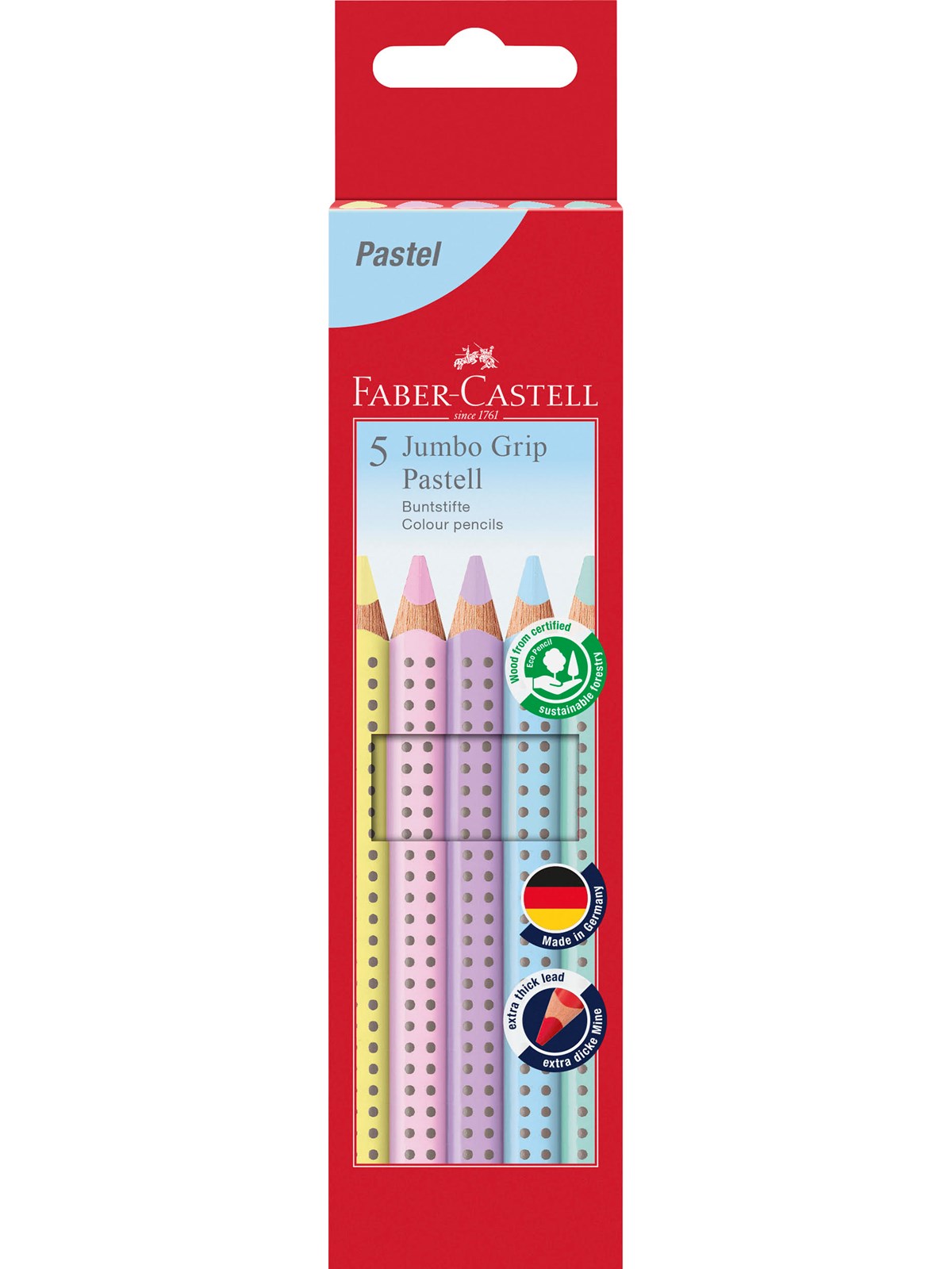 Faber-Castell Jumbo Grip pastel 5 ass, Tegneværktøj