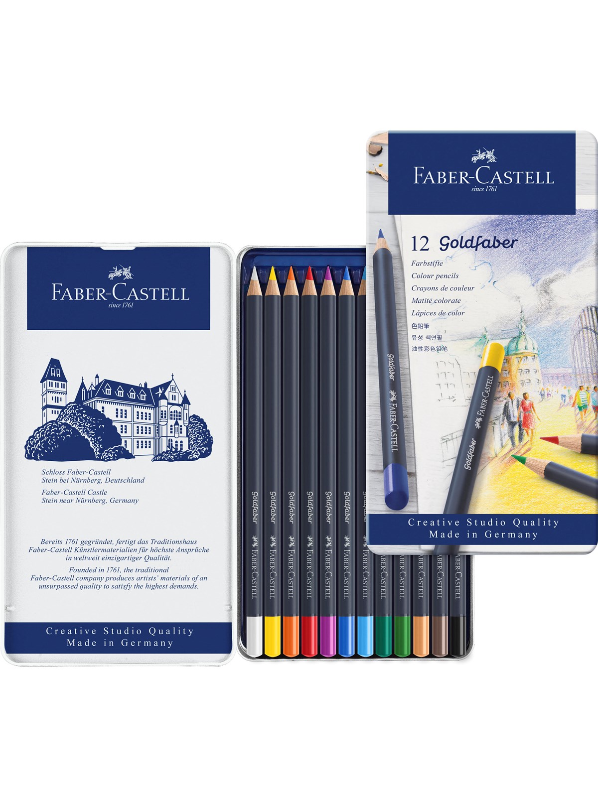 Faber-Castell Goldfaber Perm. Tin 12 ass, Tegneværktøj