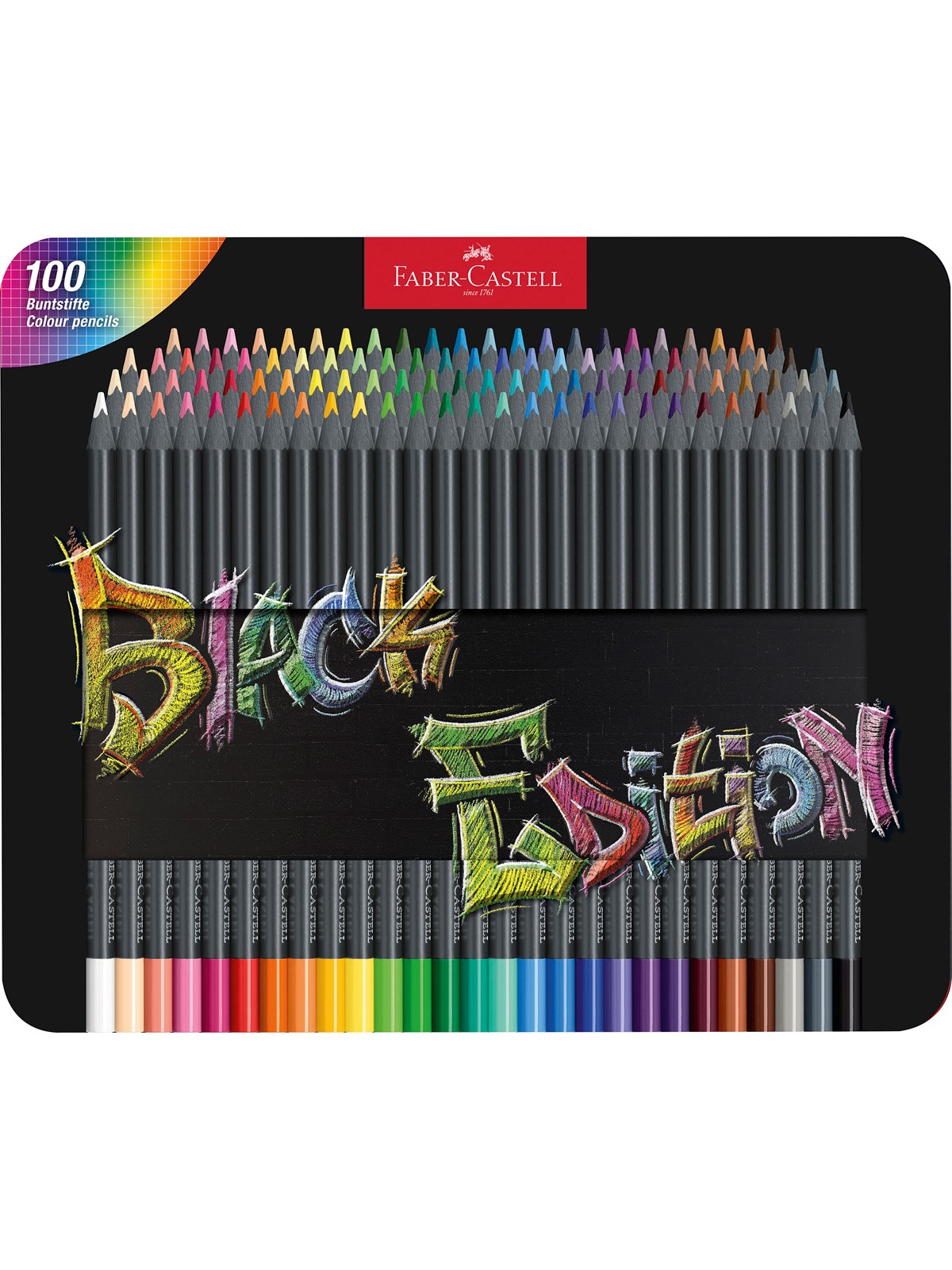 Faber-Castell Black Edition triangular Tin box 100 ass, Tegneværktøj