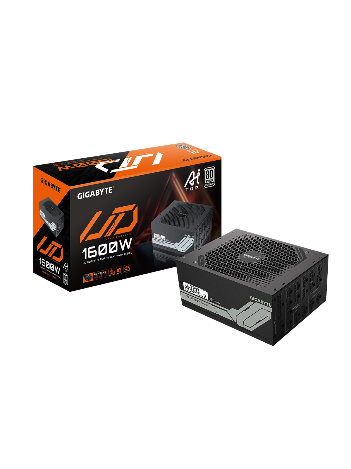 GIGABYTE UD1600PM PG5 AI TOP Strømforsyning - 1600 Watt - 140 mm - ATX 3.1 - 80 Plus Platinum certified