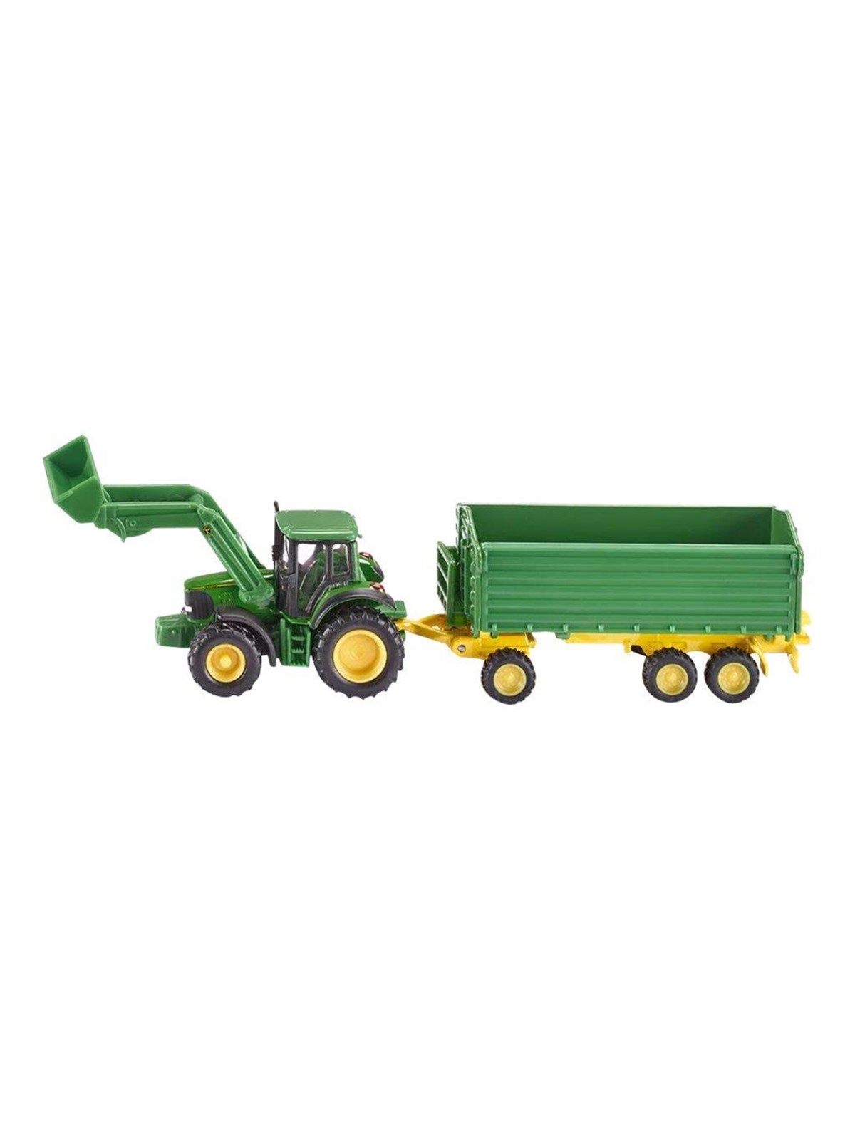 SIKU 1:87 John Deere m Frontlæsser og Trailer, Legetøjsbil