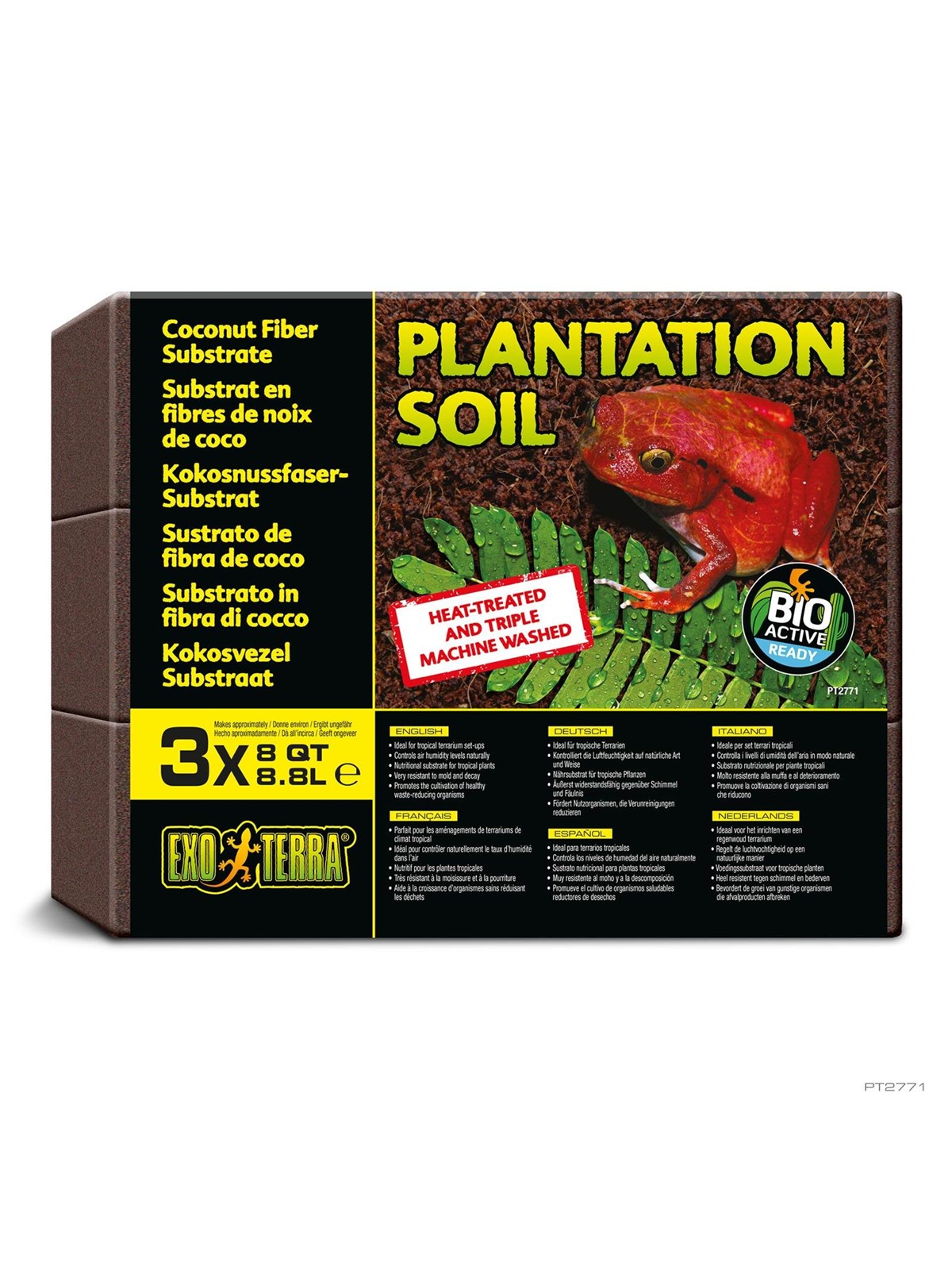 EXO TERRA Plantation Soil Brick 8.8L 8QT (3-Pack 26.4L), Krybdyr Terrarieindretning Dekoration