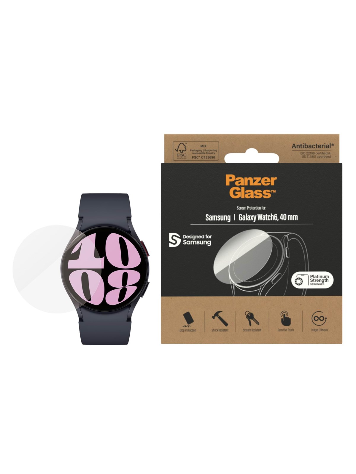 PanzerGlass Screen Protector Samsung Galaxy Watch 6 | 40mm, Smartwatch Tilbehør