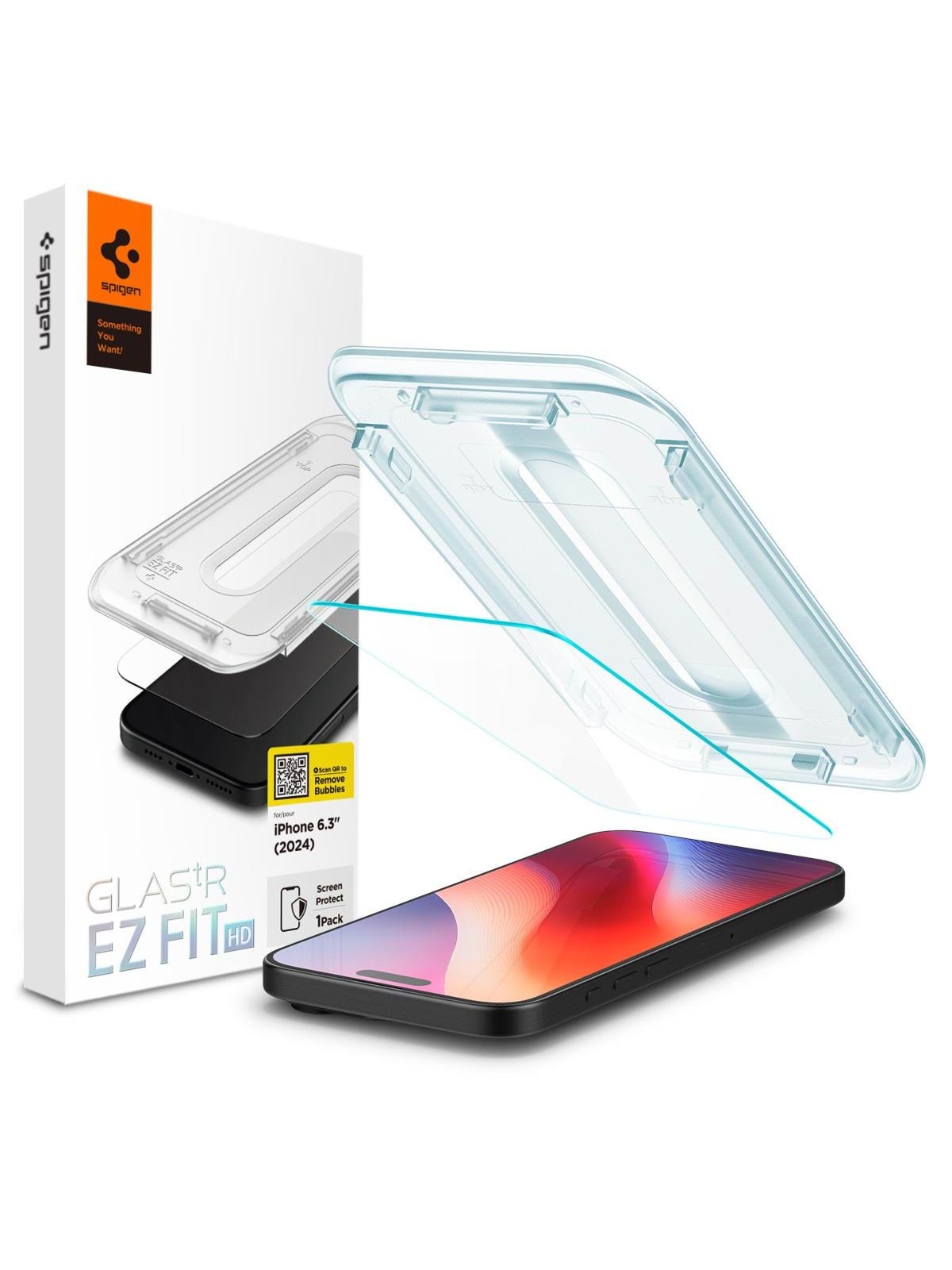Spigen Glass tR EZ Fit HD 1 Pack - Transparency - iPhone 16 Pro, Beskyttelsesglas
