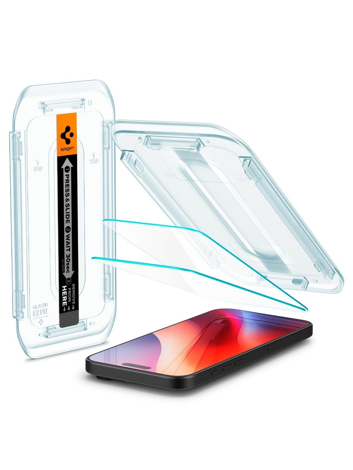 Spigen Glass tR EZ Fit 2 Pack - transparency -iPhone17/16 Pro / 17, Beskyttelsesglas