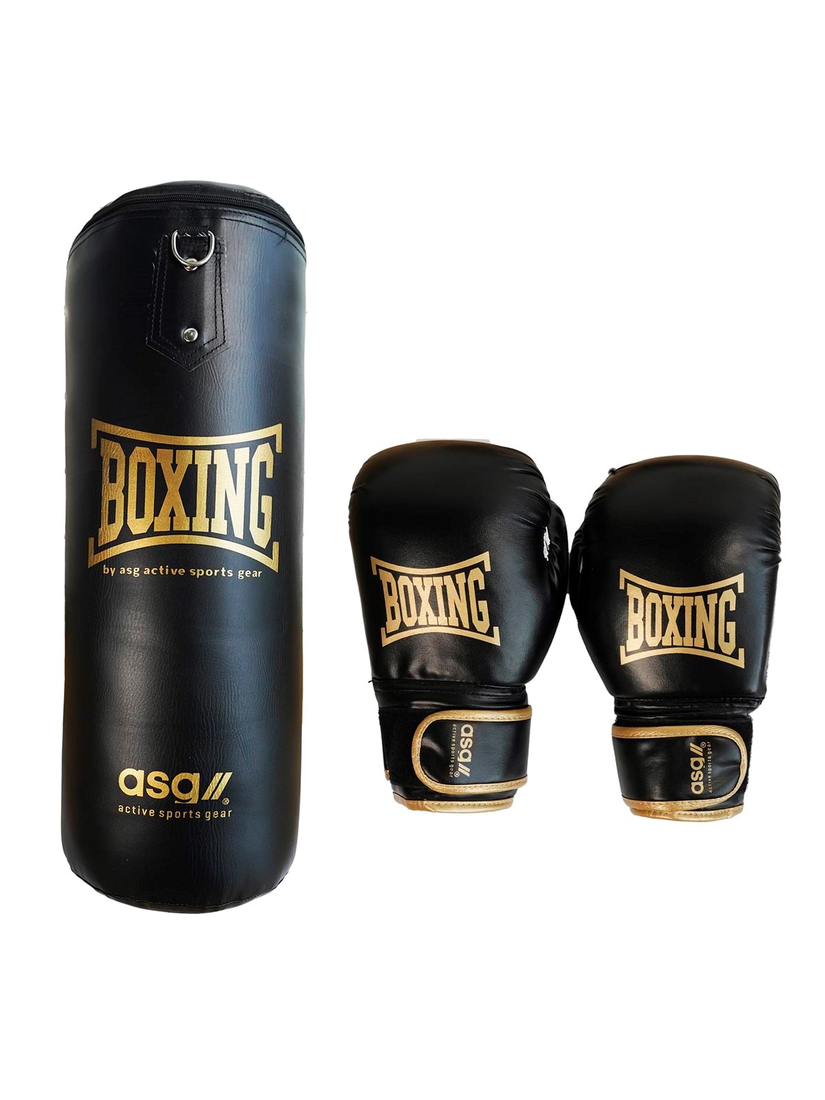 ASG Junior Boksesæt - 15 Kg. (Handsker + Boksepude) Sort/Guld, Træningsudstyr