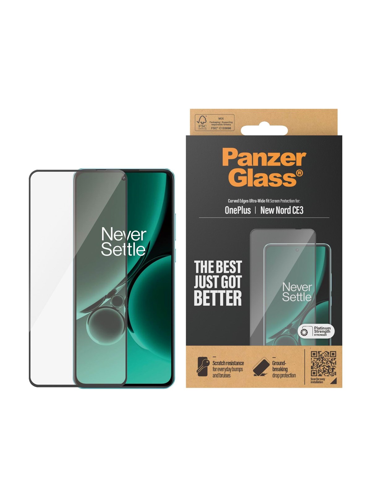 PanzerGlass Screen Protector OnePlus Nord CE4 | Ultra-Wide Fit, Beskyttelsesglas