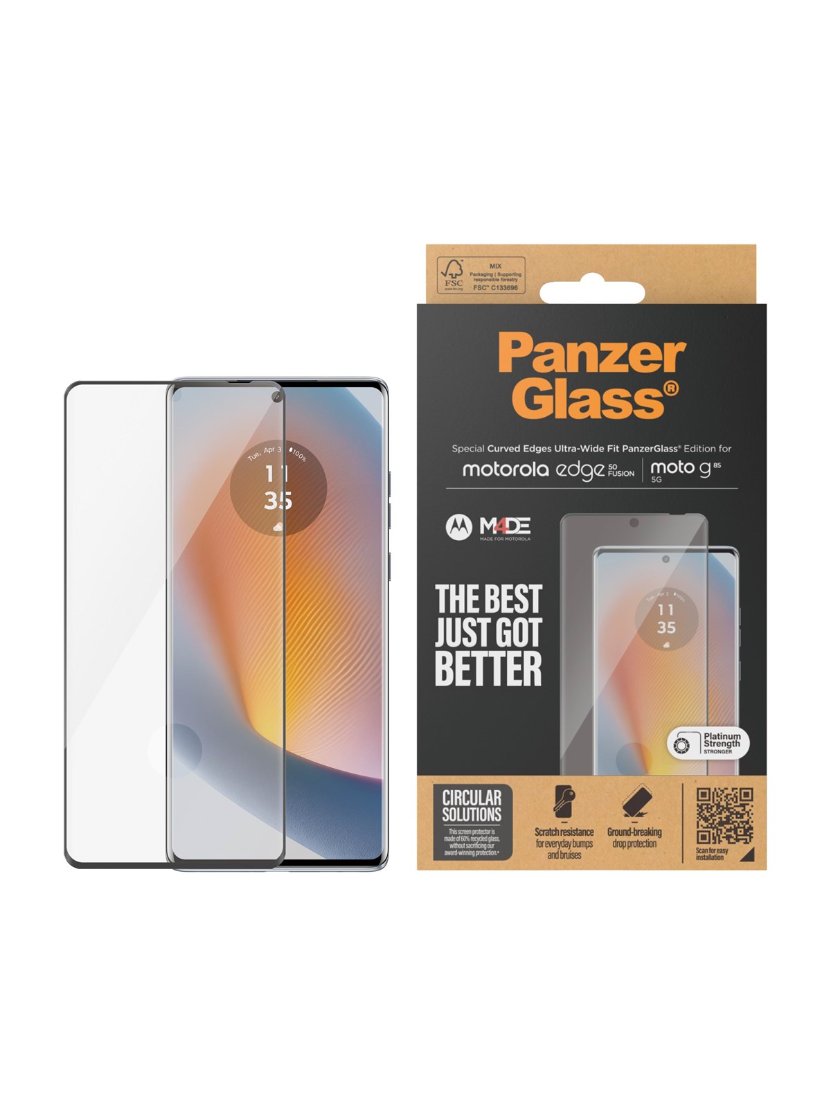 PanzerGlass Screen Protector Motorola edge 50 Fusion | G85 | Ultra-Wide Fit