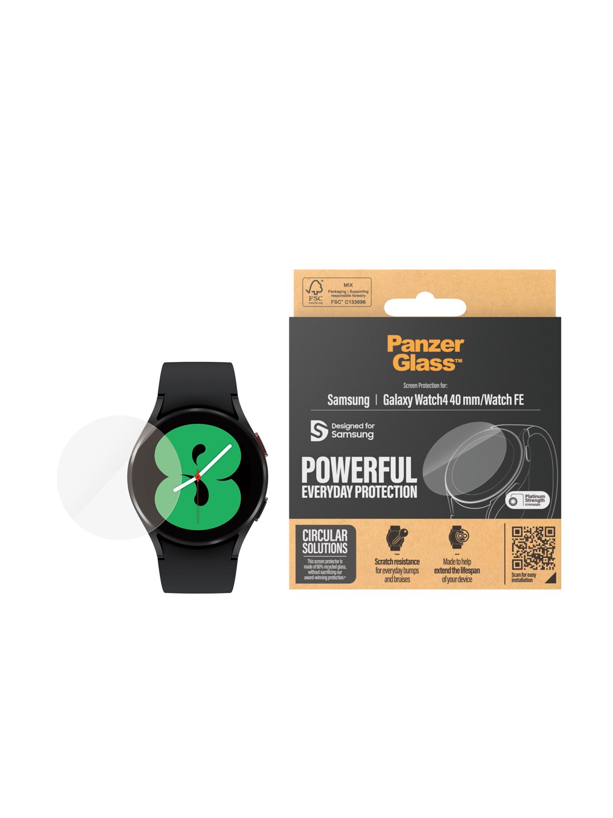 PanzerGlass Screen Protector Samsung Galaxy Watch4 40mm | Watch FE, Beskyttelsesglas