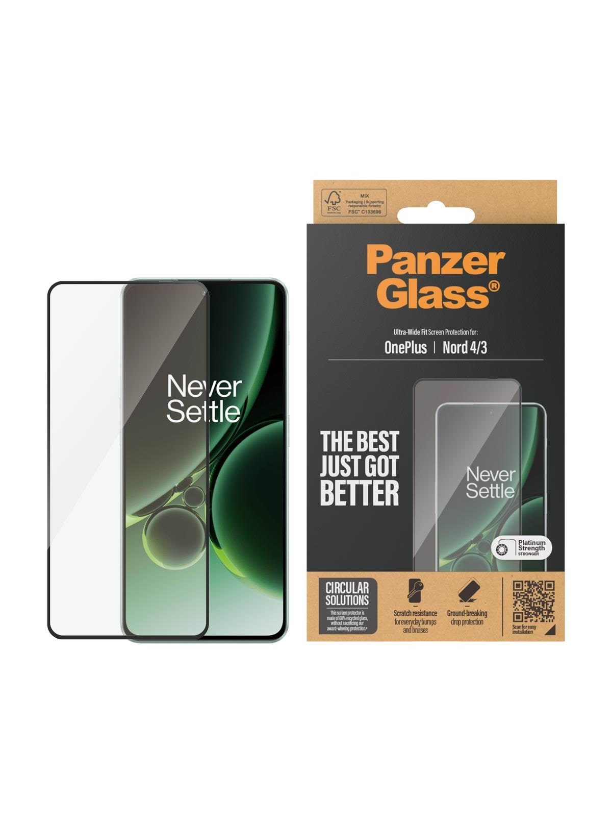 PanzerGlass Screen Protector OnePlus Nord 4 | 3 | Ultra-Wide Fit, Beskyttelsesglas