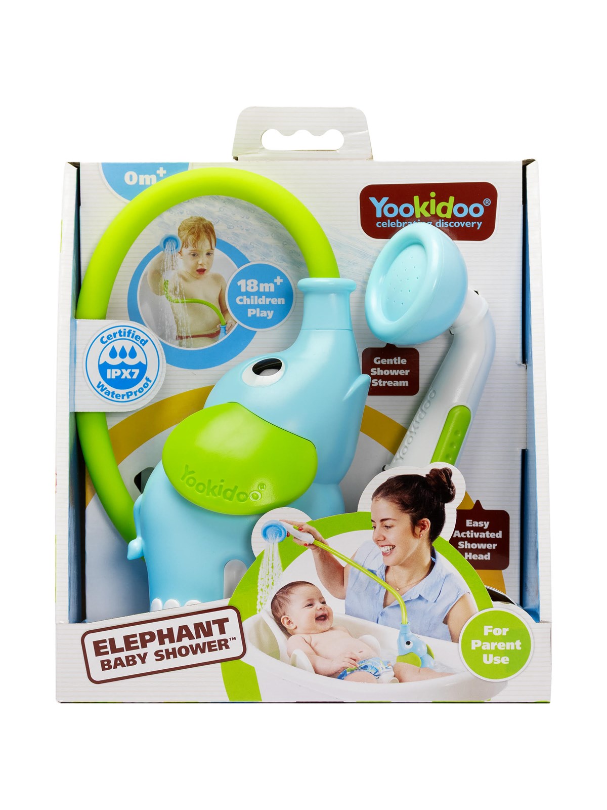 Yookidoo - Elephant Baby Shower - Blue/Green, Babyudstyr