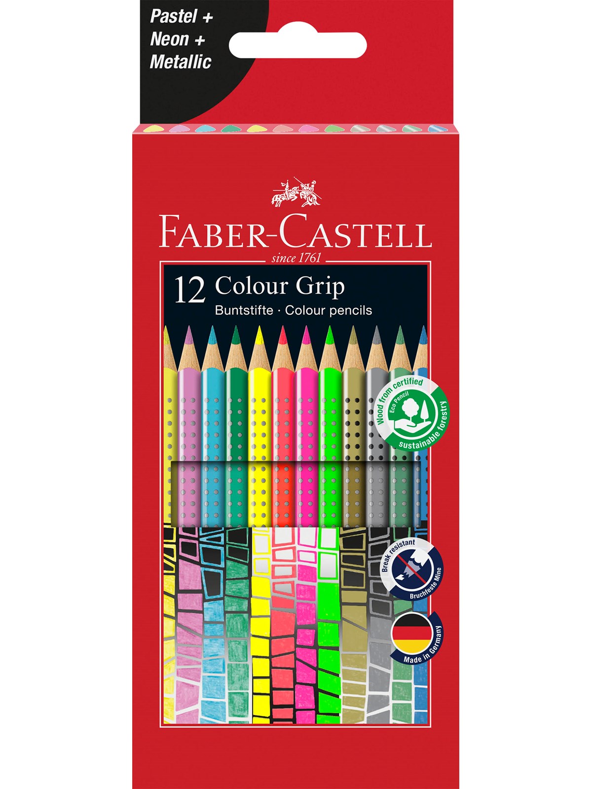 Faber-Castell Grip 2001 Pastel+Neon+Metallic 12 ass, Tegneværktøj