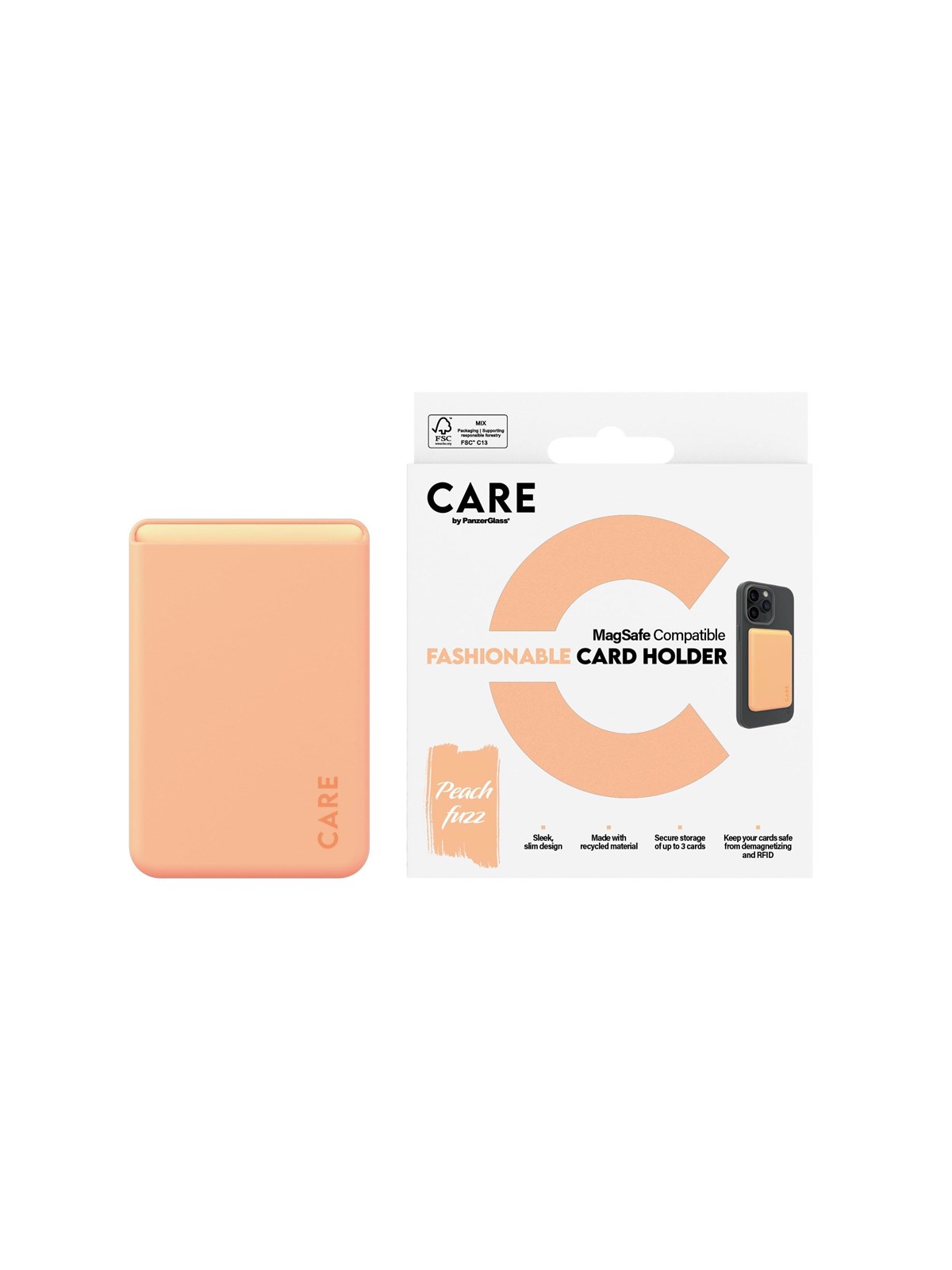 CARE by PanzerGlass Fashionable Card Holder Peachy iPhone, Mobil Tilbehør